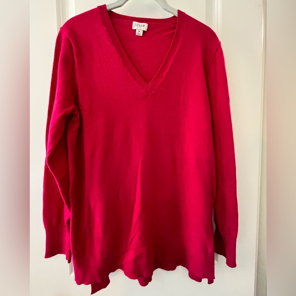 J. Crew Red V-Neck Sweater Soft Knit - Medium